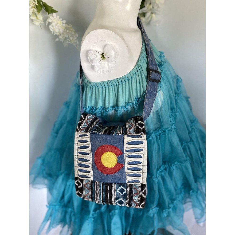 Rising‎ International Hippie Boho Bag Crossbody Handcrafted Made In Nepal 10"X7"